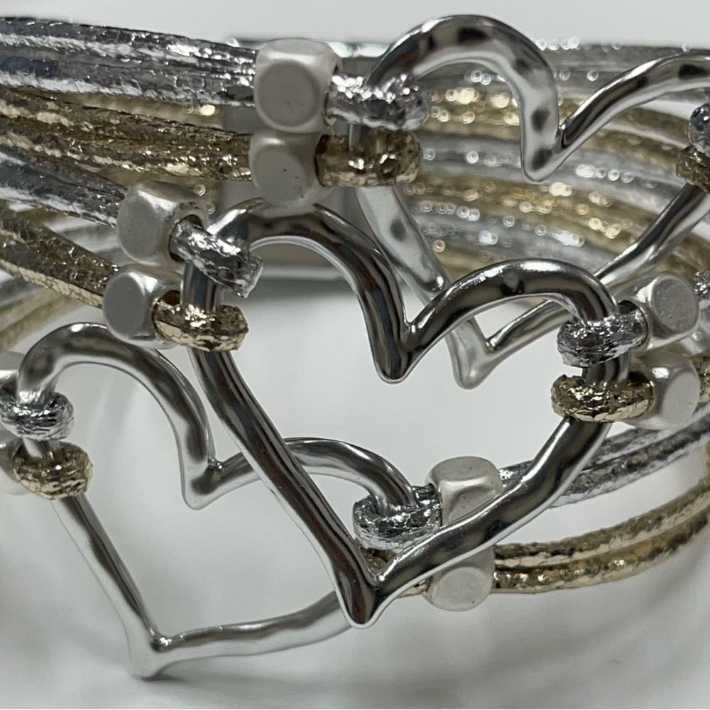Silver and Gold Heart Bracelet - Magnetic Closure